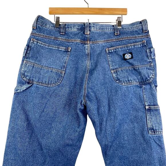 EUC Polar King by Key Flannel Lined Carpenter Cargo Blue Denim Men's Jeans 40X30 - Picture 3 of 11